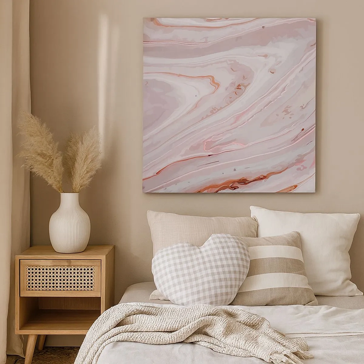 Lærredstryk - Billede på lærred - Flydende lyserødt - 30x30 cm