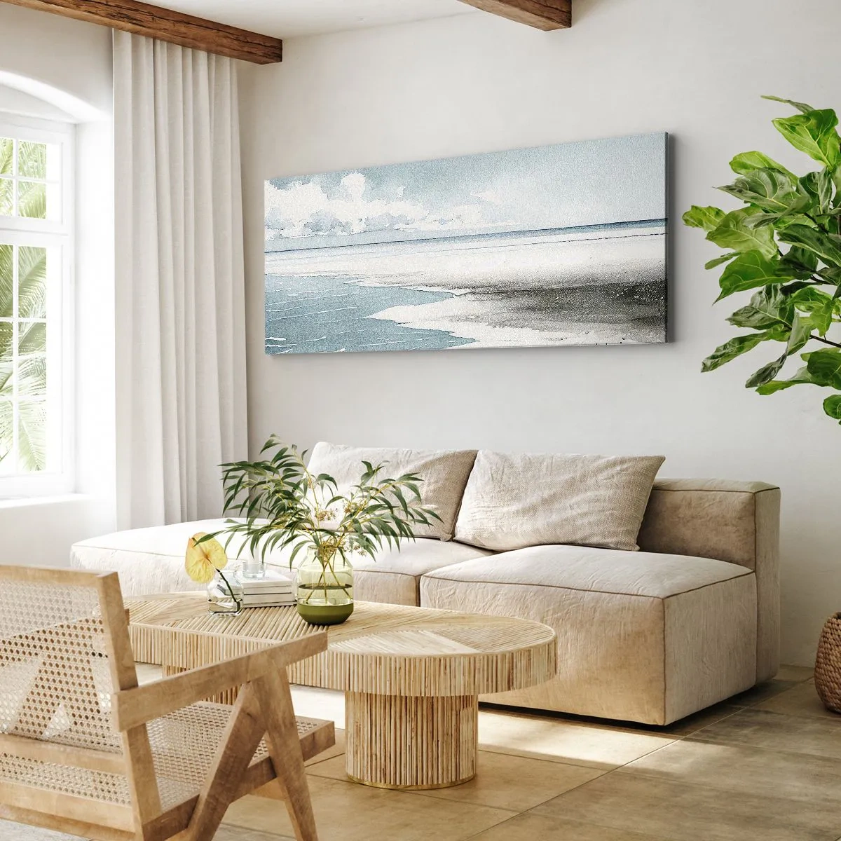 Lærredstryk - Billede på lærred - Blidt tidevand - 100x40 cm