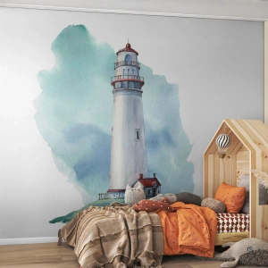 Fototapet Premium Sand - Det blås blide søster - Fyrtårn, Ved havet, Tegning - 100x70 cm