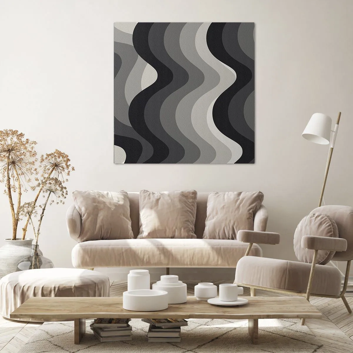 Lærredstryk - Billede på lærred - Bølge efter bølge - 40x40 cm