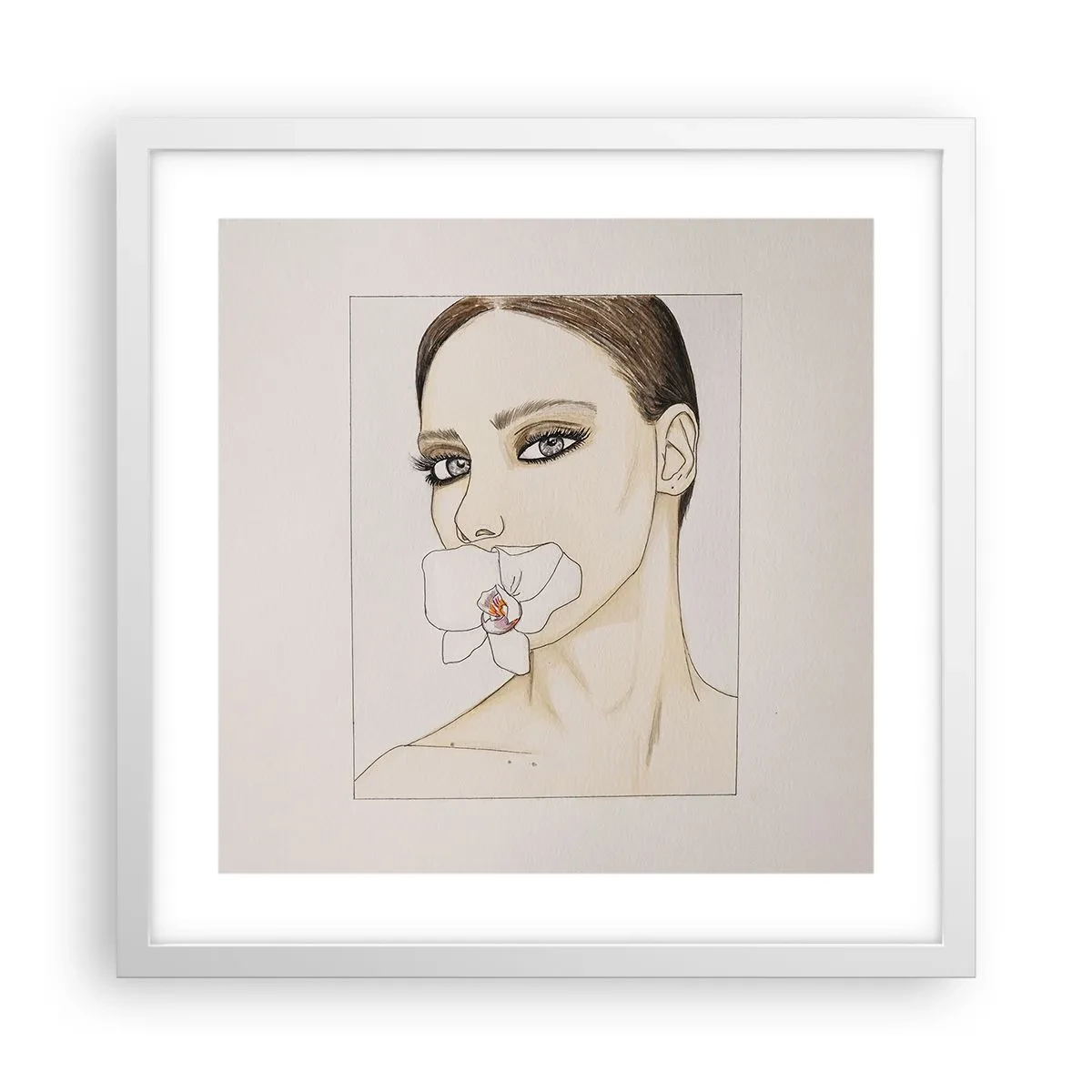 Plakat i hvid ramme - Et symbol på elegance og skønhed - 40x40 cm