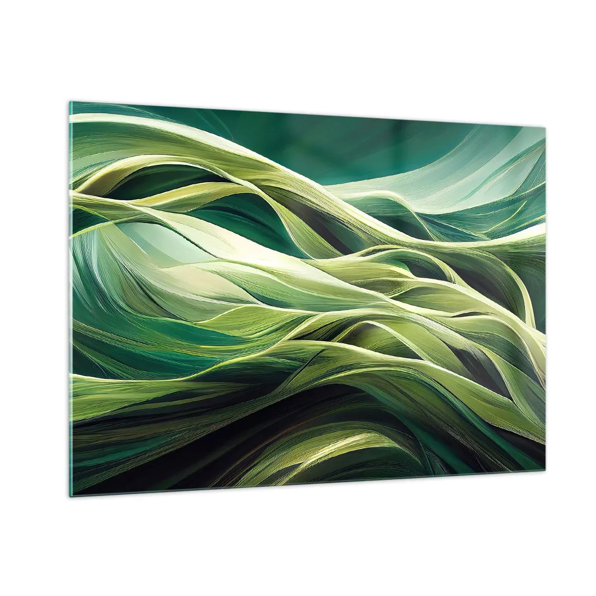 Billede på glas - Et abstrakt spil med grønt - 100x70 cm