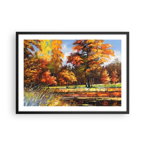 Plakat i sort ramme - Landskab i guld og bronze - 70x50 cm