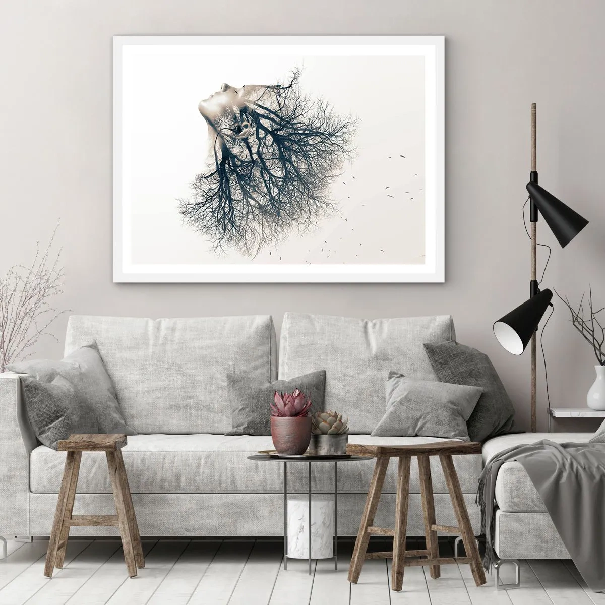 Plakat i hvid ramme - Lyttede til træets hvisken - 50x40 cm