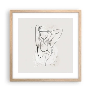 Plakat i ramme af lyst egetræ - Forførelsens kunst - 40x40 cm