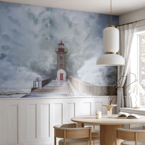 Fototapet Selvklæbende Deluxe Sticker - Vandets brusen, vindens susen, lyden af vinden - Fyrtårn, Landskab, Ocean - 400x280 cm