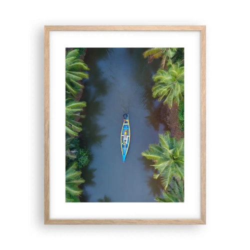 Plakat i ramme af lyst egetræ - På en tropisk sti - 40x50 cm
