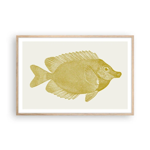 Plakat i ramme af lyst egetræ - Fisk og det er det - 91x61 cm