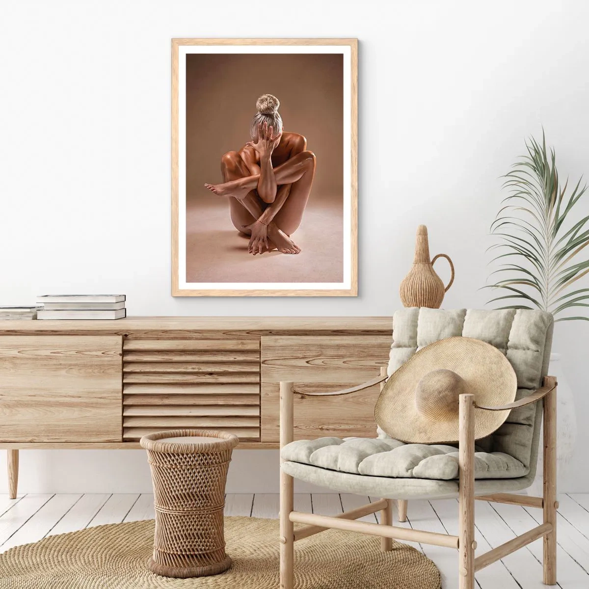 Plakat i ramme af lyst egetræ - Enhed mellem krop og ånd - 61x91 cm