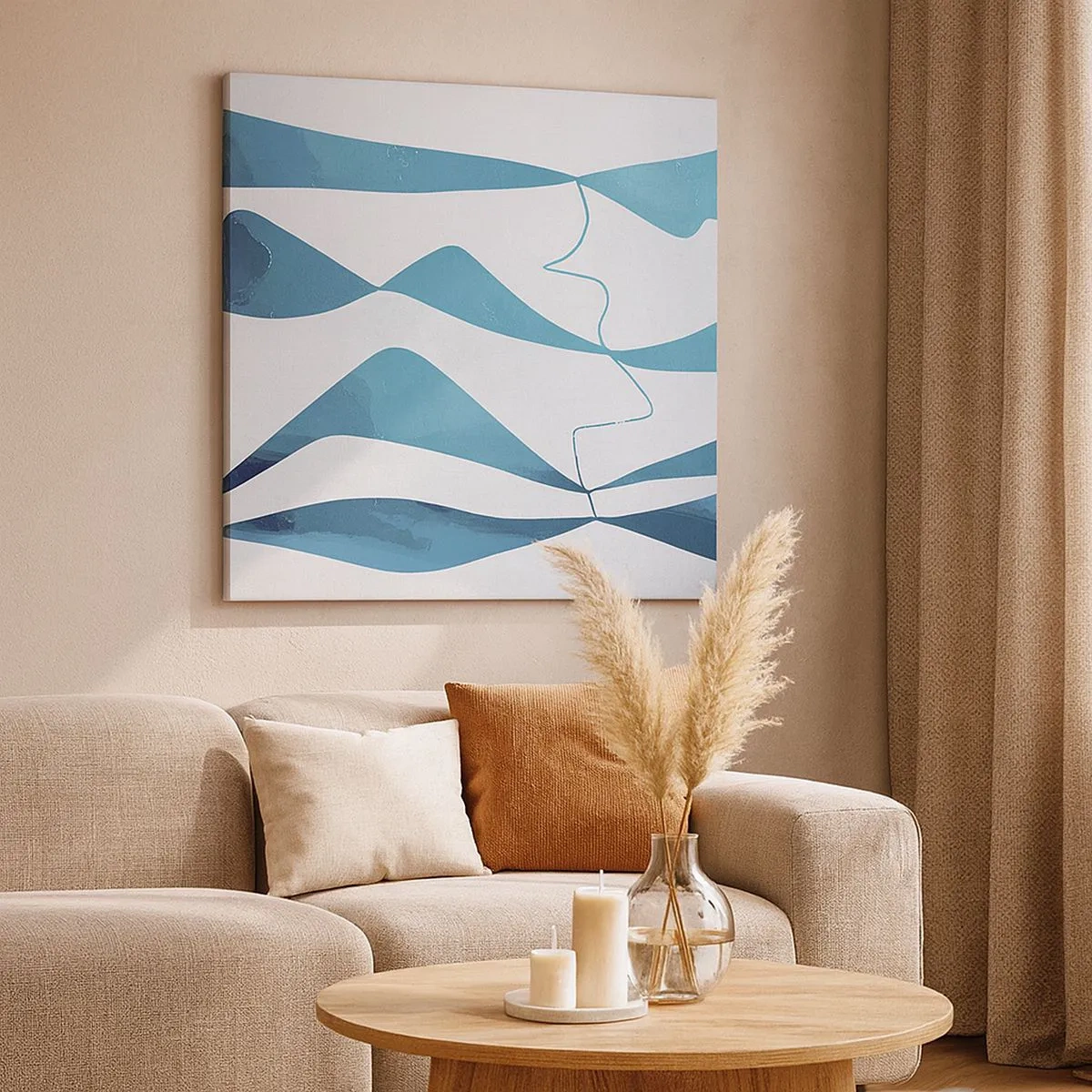 Lærredstryk - Billede på lærred - Abstraktion: en turkis sammensætning - 30x30 cm