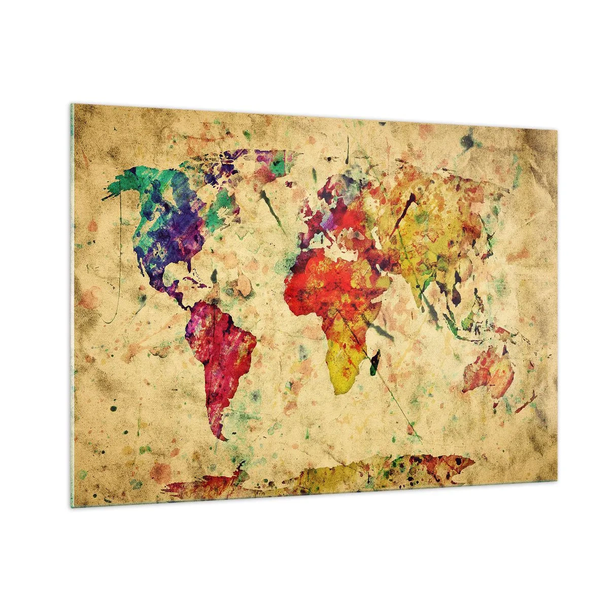 Billede på glas - Livet som et farverigt papirkort - 100x70 cm