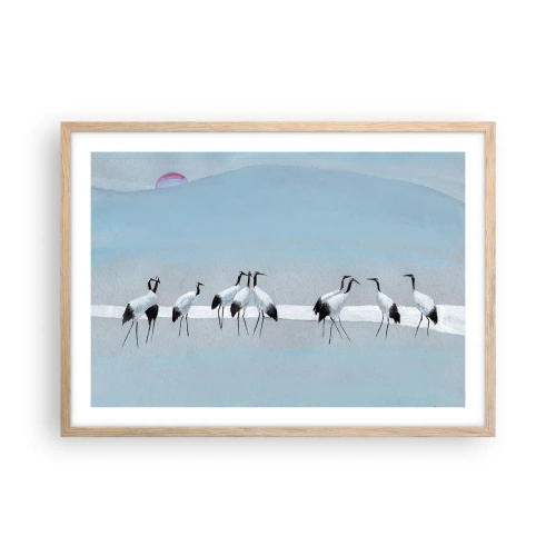 Plakat i ramme af lyst egetræ - Efter en varm dag - 70x50 cm