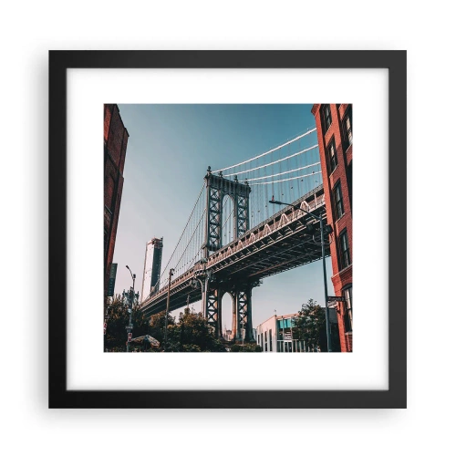 Plakat i sort ramme - Over byens bølger - 30x30 cm