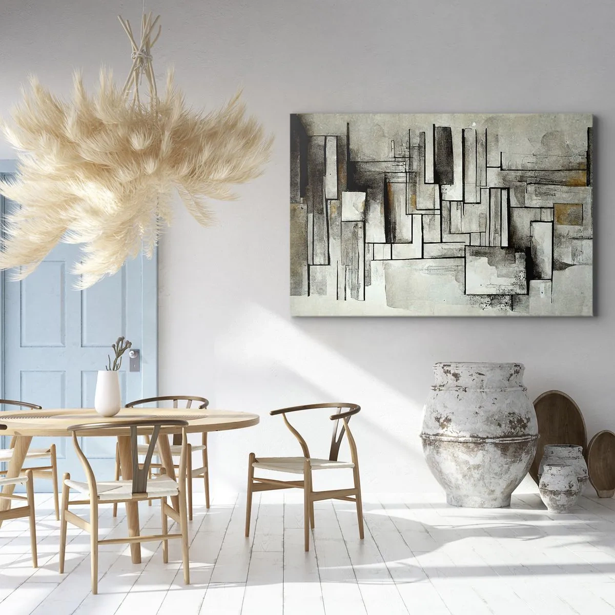 Lærredstryk - Billede på lærred - Abstrakte rektangler i nuancer af grå og sort - 70x50cm - Enkelthedens kraft - Moderne vægdekoration til stue og soveværelse ARTTOR