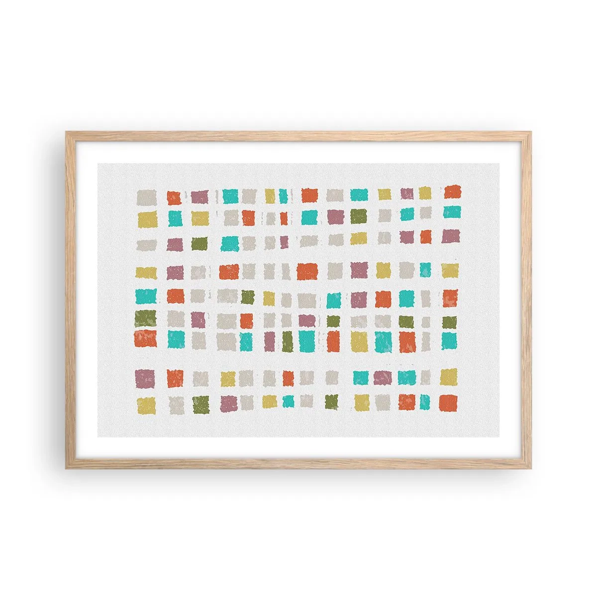 Plakat i ramme af lyst egetræ - Ukendt leg - 70x50 cm