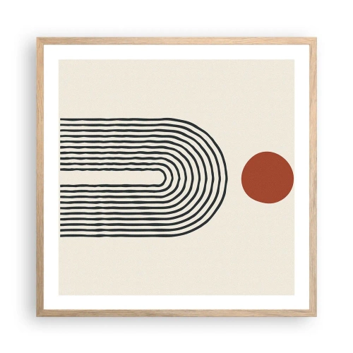 Plakat i ramme af lyst egetræ - Magnetisme af former og farver - 60x60 cm