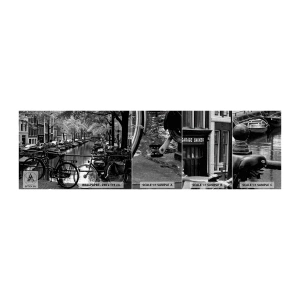 Prøve Fototapet Premium Canvas - En meget hollandsk udsigt - Amsterdam, Cykel, Arkitektur - 100x30 cm