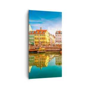 Lærredstryk - Billede på lærred - Over vand så glat som et spejl - 65x120 cm