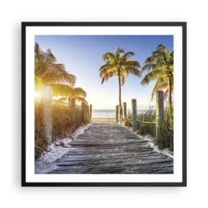 Plakat i sort ramme - Direkte til paradis - 60x60 cm