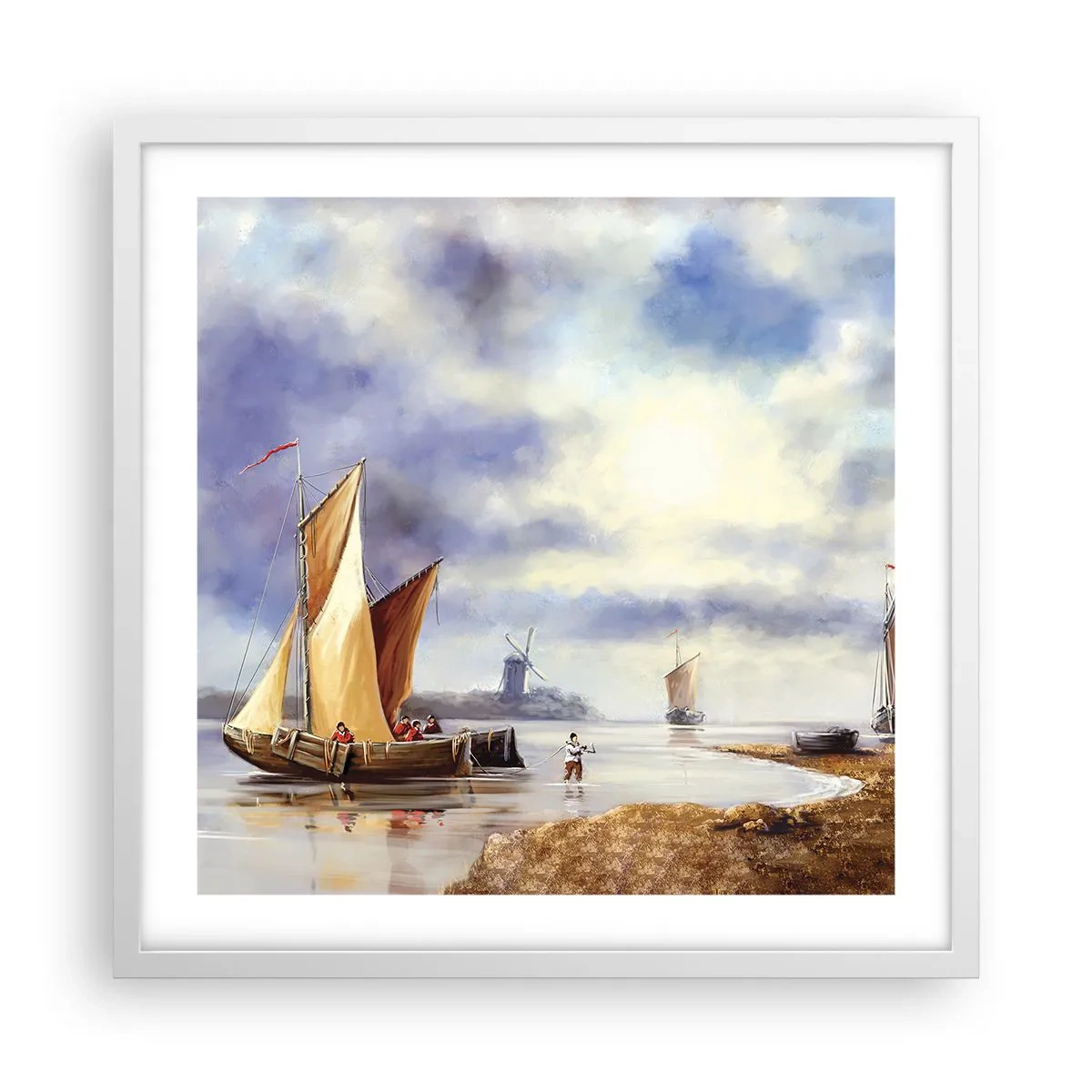 Plakat i hvid ramme - Sømændenes tilbagevenden - 50x50 cm