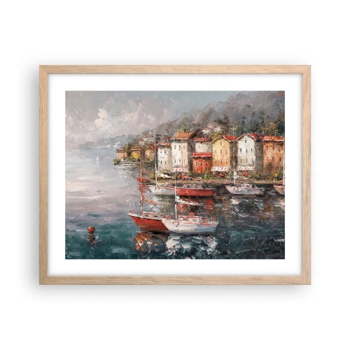 Plakat i ramme af lyst egetræ - Romantisk paradis - 50x40 cm