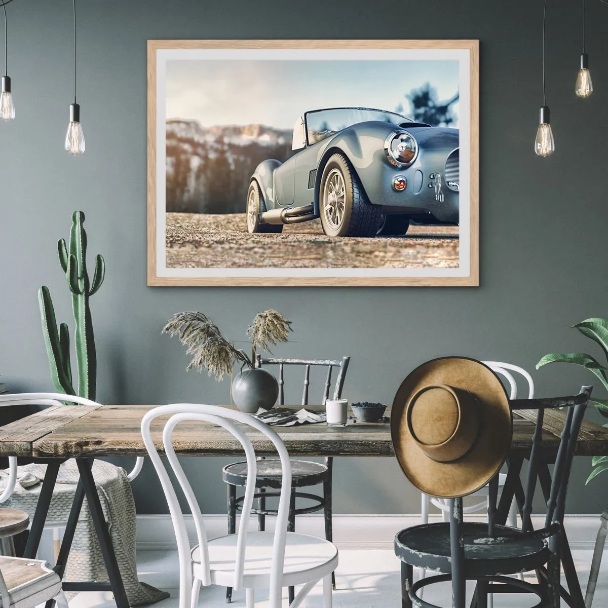 Plakat i ramme af lyst egetræ - Fordi stil betyder noget - 40x30 cm