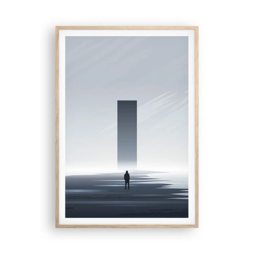 Plakat i ramme af lyst egetræ - Mulighed eller trussel? - 70x100 cm