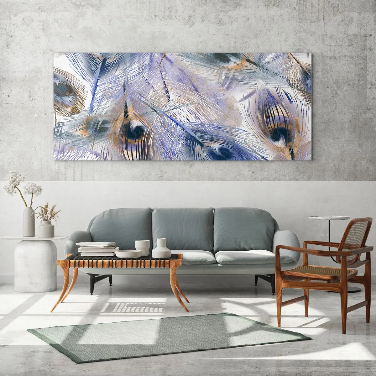 Billede på glas - Påfugl sammensætning - 90x30 cm