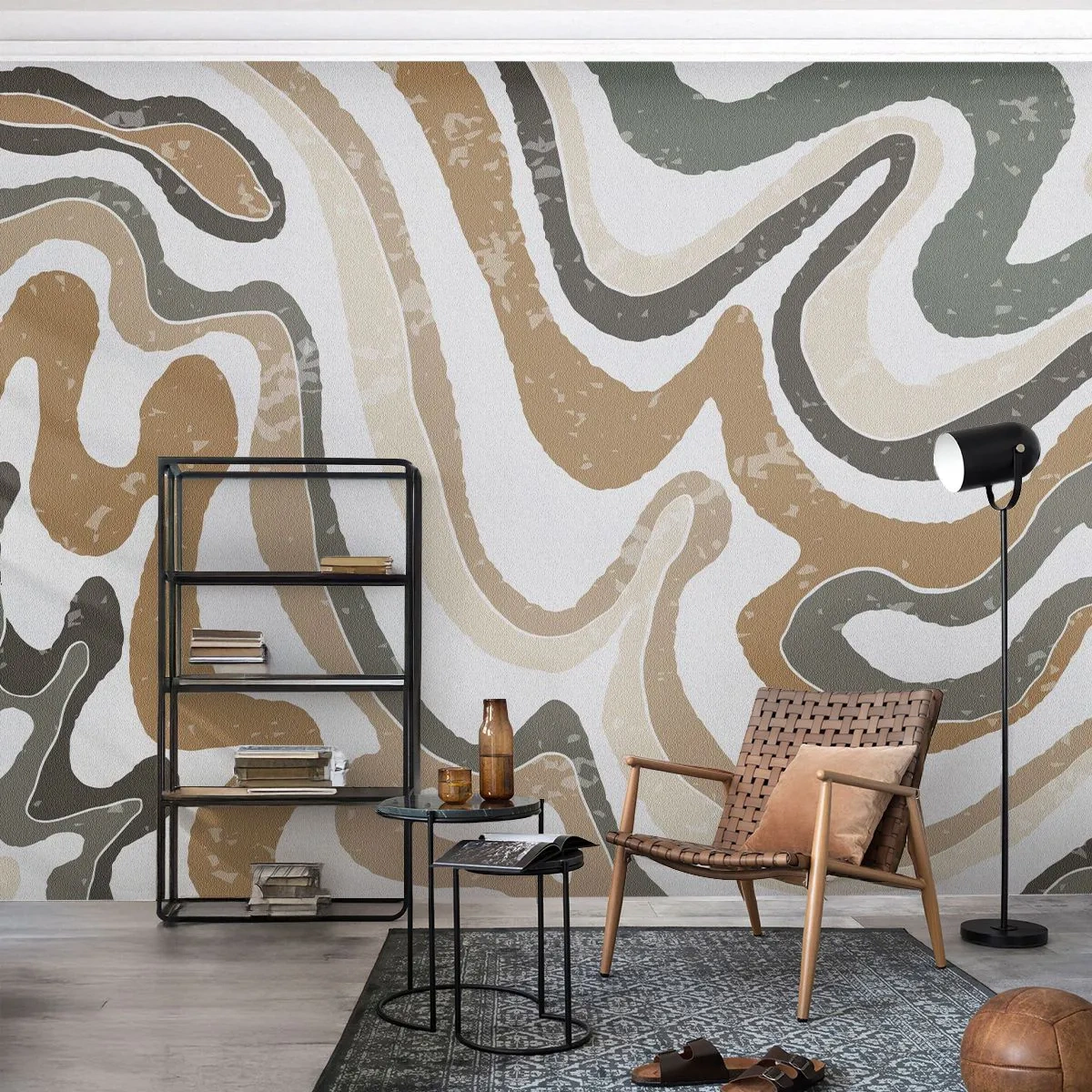 Fototapet på mål Premium Sand - Slyngninger af jordfarver - Abstraktion, Stykke, Boho