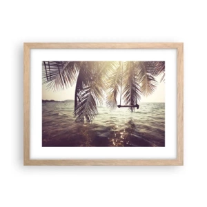 Plakat i ramme af lyst egetræ - Du kan svæve i skyerne efter behag - 40x30 cm