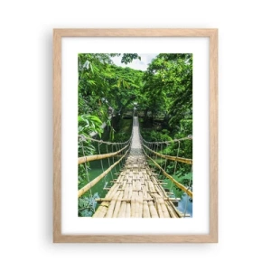 Plakat i ramme af lyst egetræ - Abebro over grønne områder - 30x40 cm