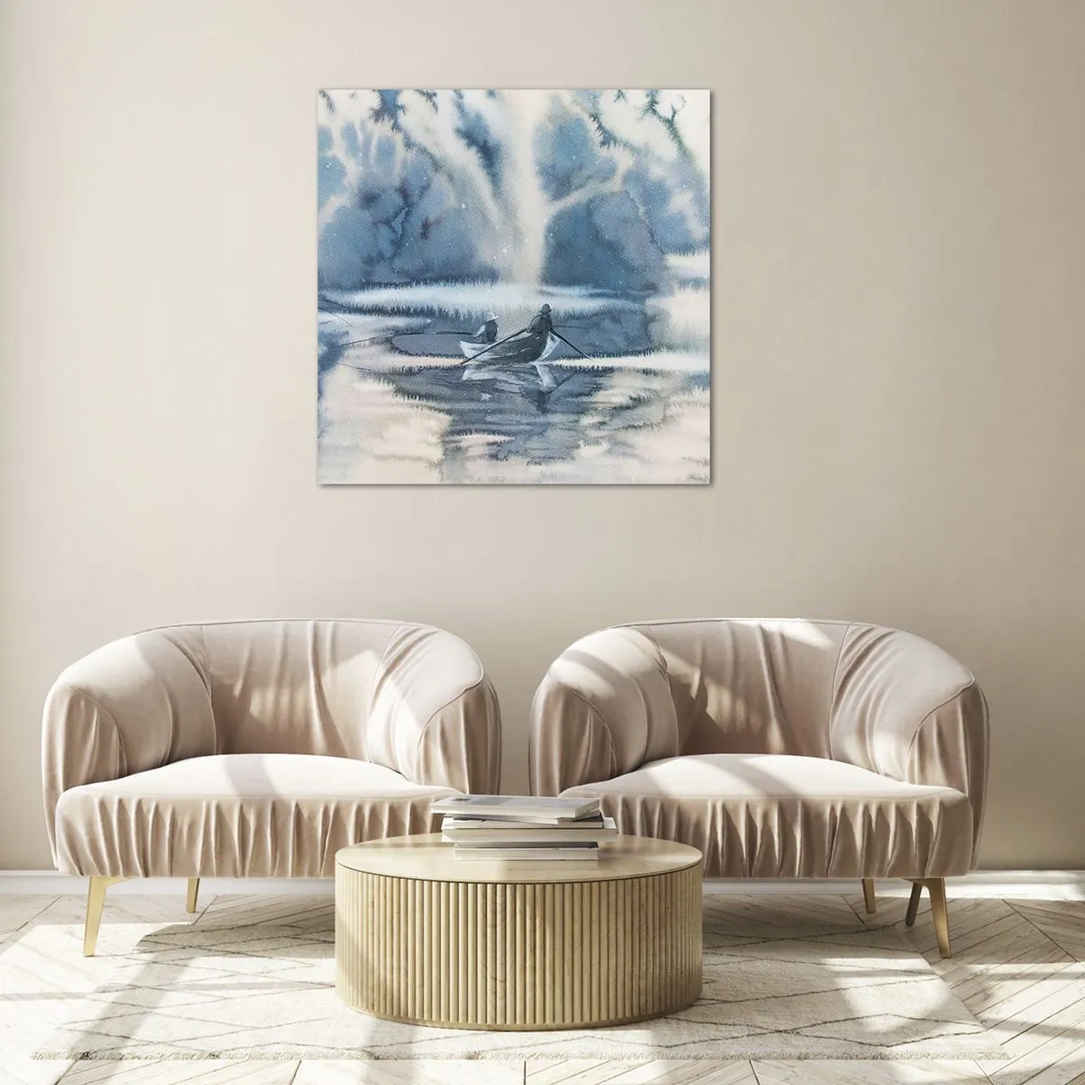 Billede på glas - Lystfiskere i deres paradis - 70x70 cm