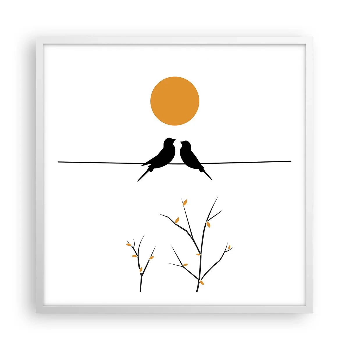 Plakat i hvid ramme - Nattergal - 60x60 cm