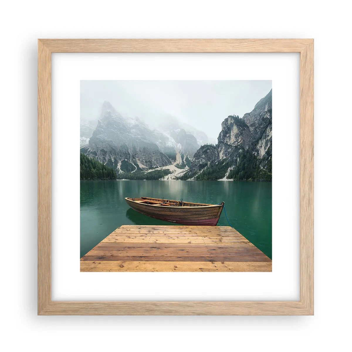 Plakat i ramme af lyst egetræ - "Og stolte pander" - 30x30 cm