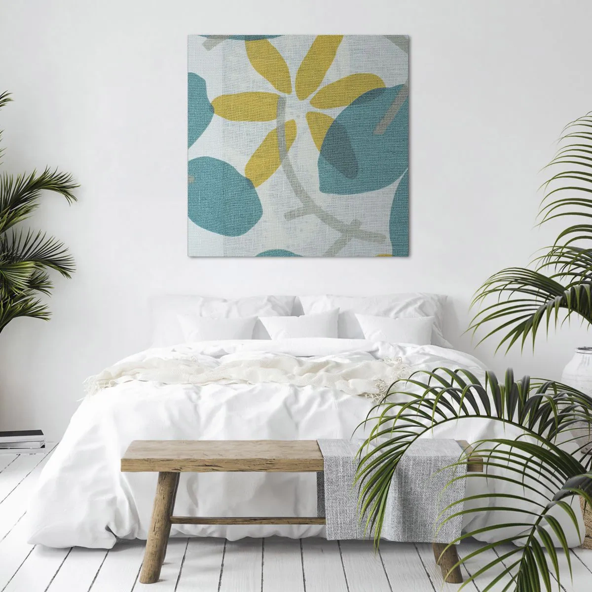 Lærredstryk - Billede på lærred - Blandt azurblå blade - 40x40 cm