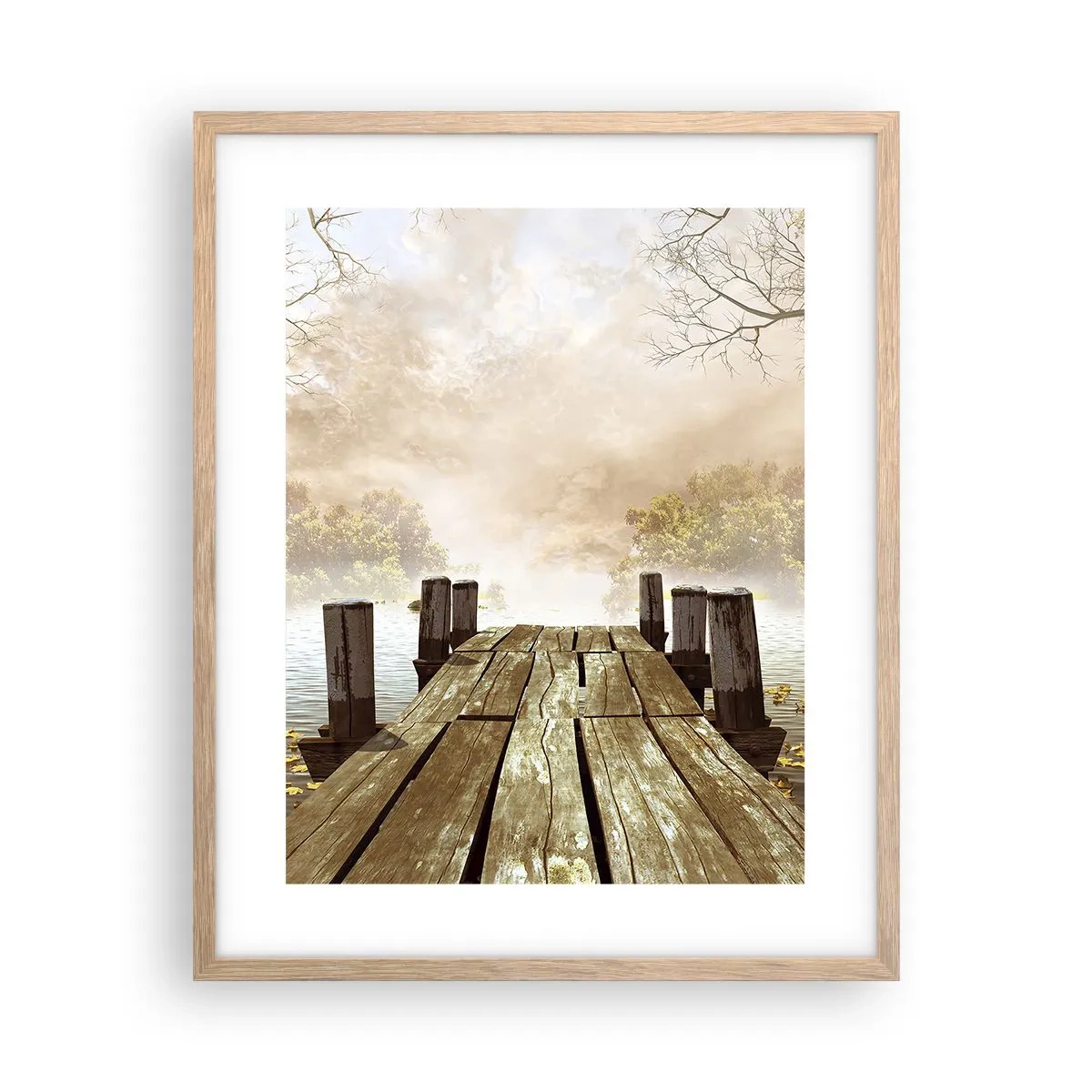 Plakat i ramme af lyst egetræ - Efterårets blide tristhed - 40x50 cm