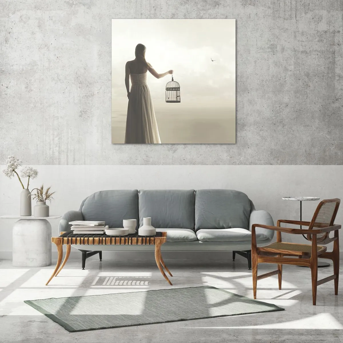 Billede på glas - Vær fri - 70x70 cm