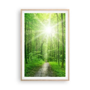 Plakat i ramme af lyst egetræ - Grøn katedral - 61x91 cm