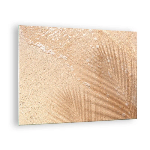 Billede på glas - Strand og skygge på sandet - 70x50cm - Skyggen af en varm sommer - Moderne vægdekoration til stue og soveværelse ARTTOR