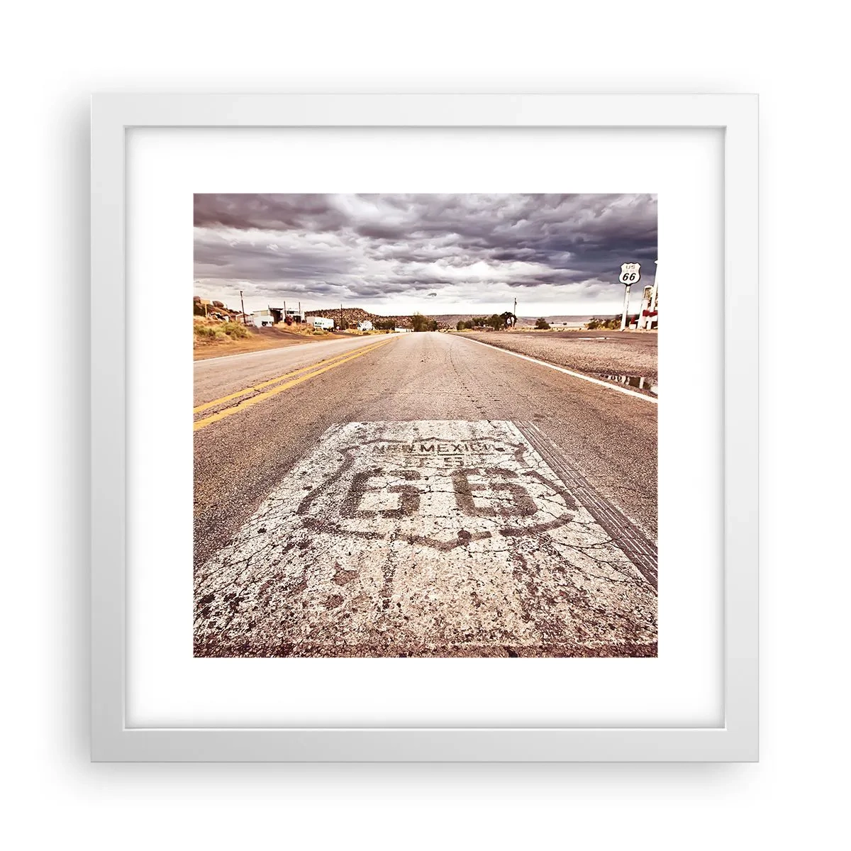 Plakat i hvid ramme - Mother Road - amerikansk legende - 30x30 cm