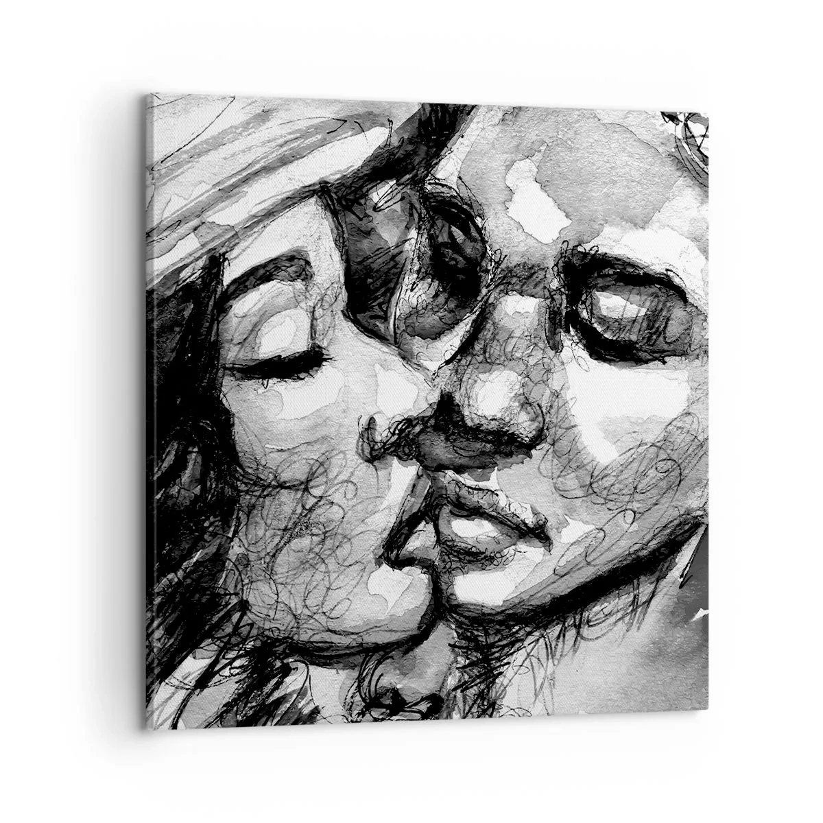 Lærredstryk - Billede på lærred - Et ømt øjeblik - 60x60 cm