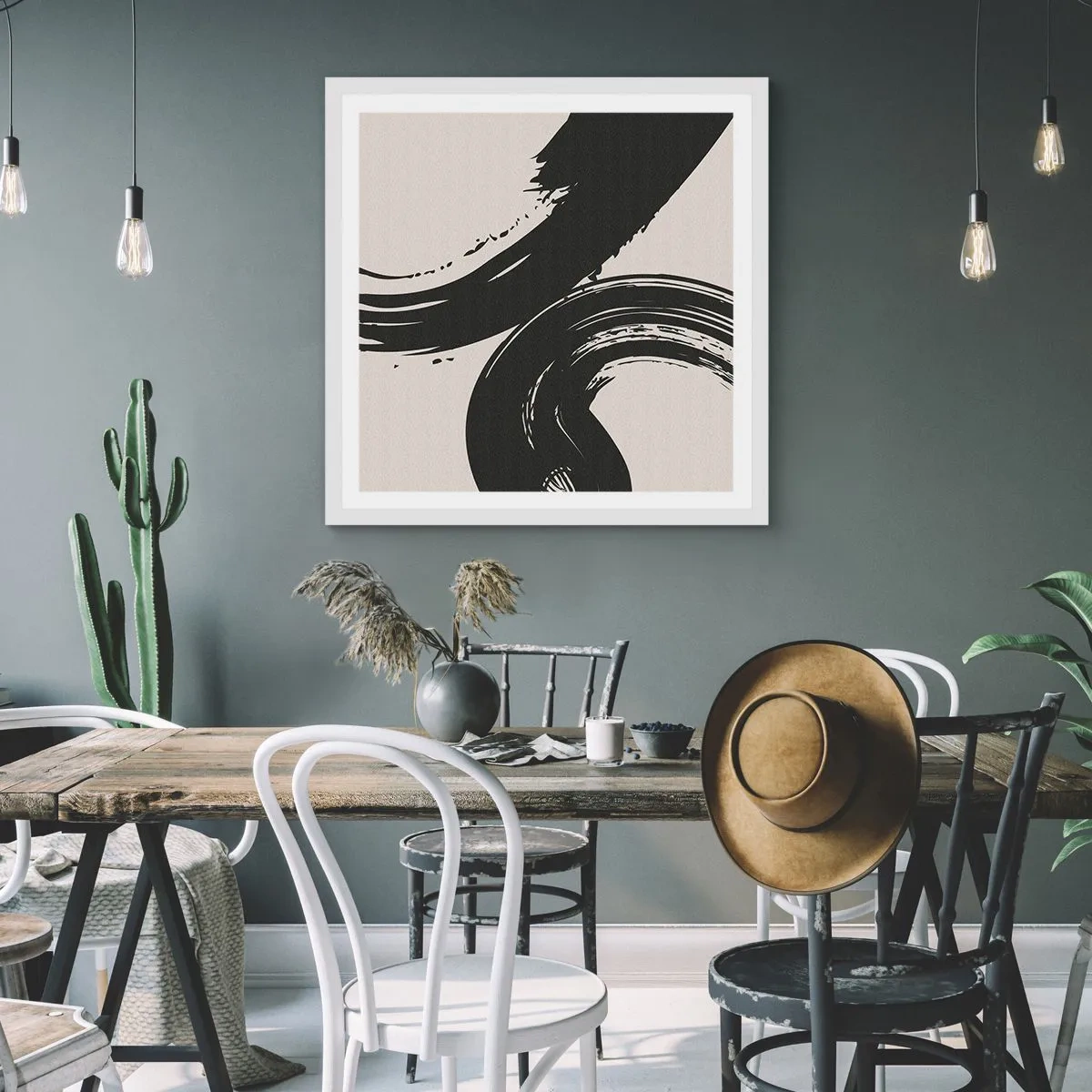 Plakat i hvid ramme - Fejende og cirkulær - 40x40 cm