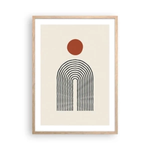 Plakat i ramme af lyst egetræ - Magnetisme af former og farver - 50x70 cm