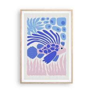 Plakat i ramme af lyst egetræ - I dit rette element - 70x100 cm