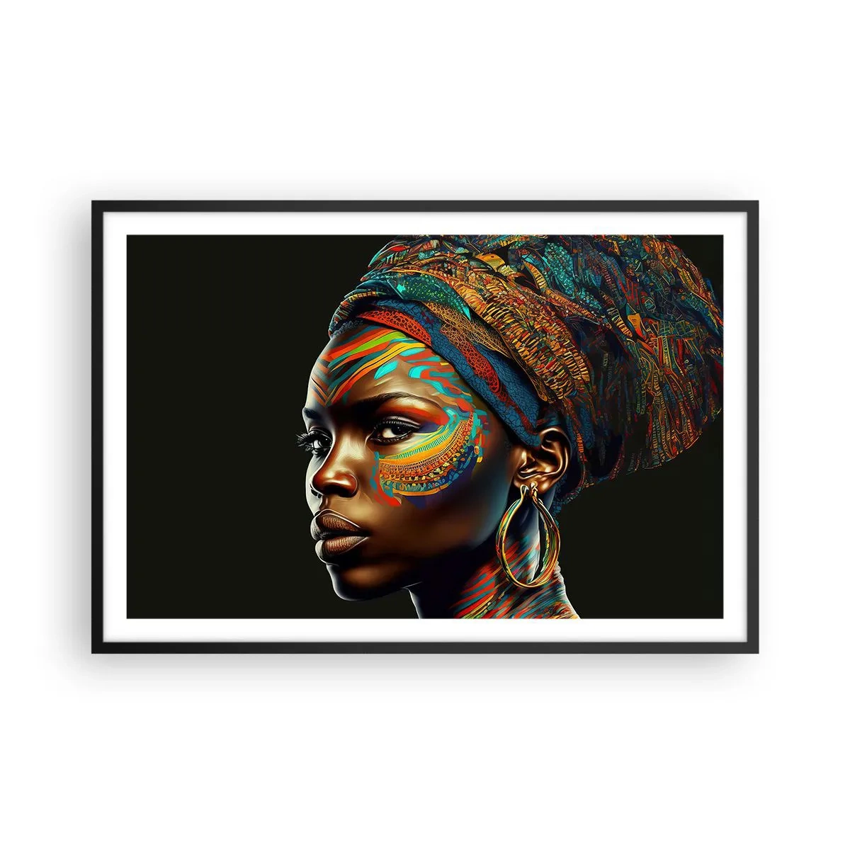 Plakat i sort ramme - Afrikansk dronning - 91x61 cm