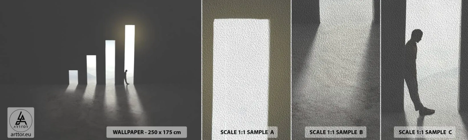 Prøve Fototapet Premium Sand - Succes - et indtryk - Forretning, Arkitektur, Mand - 100x30 cm