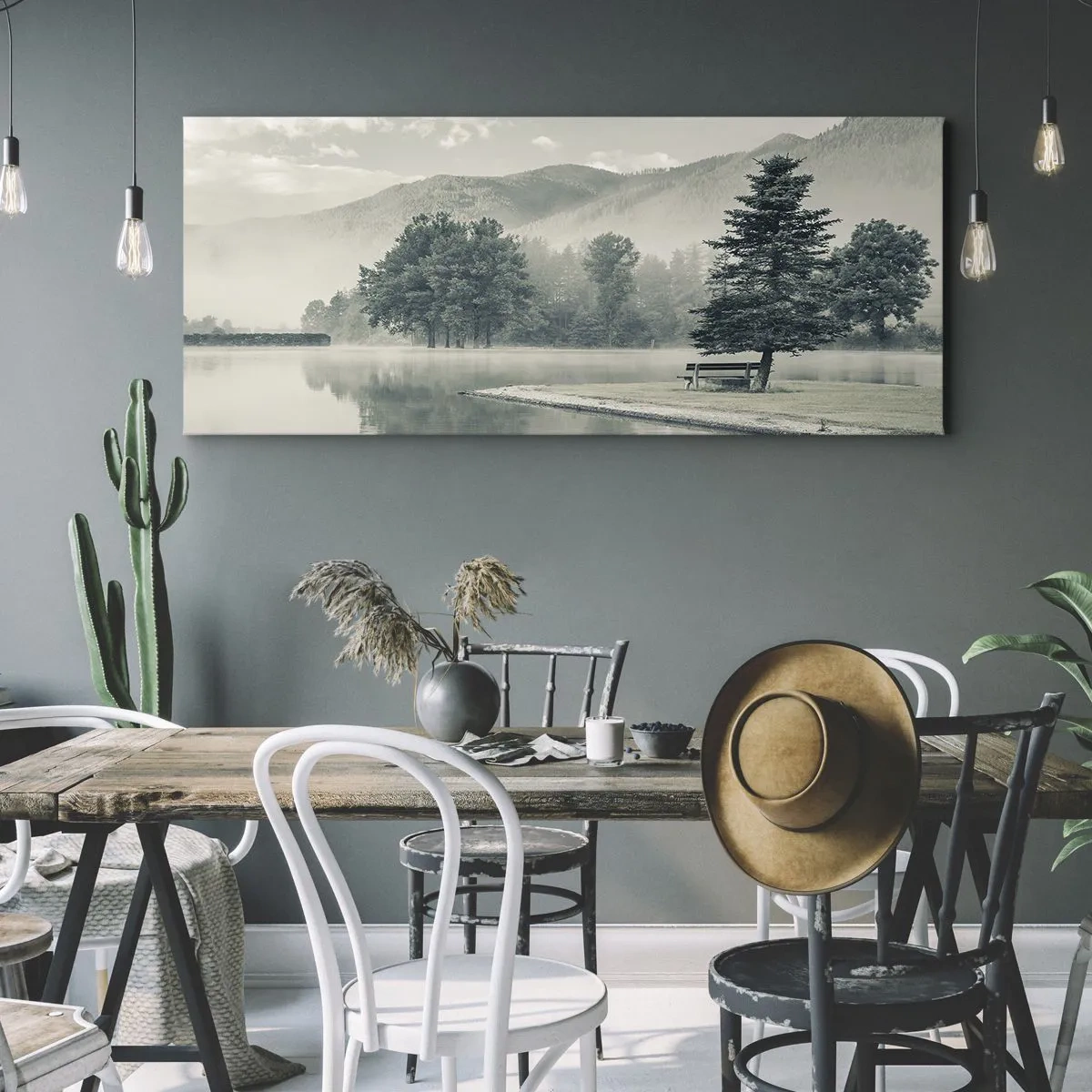 Lærredstryk - Billede på lærred - Søen sover stadig - 140x50 cm