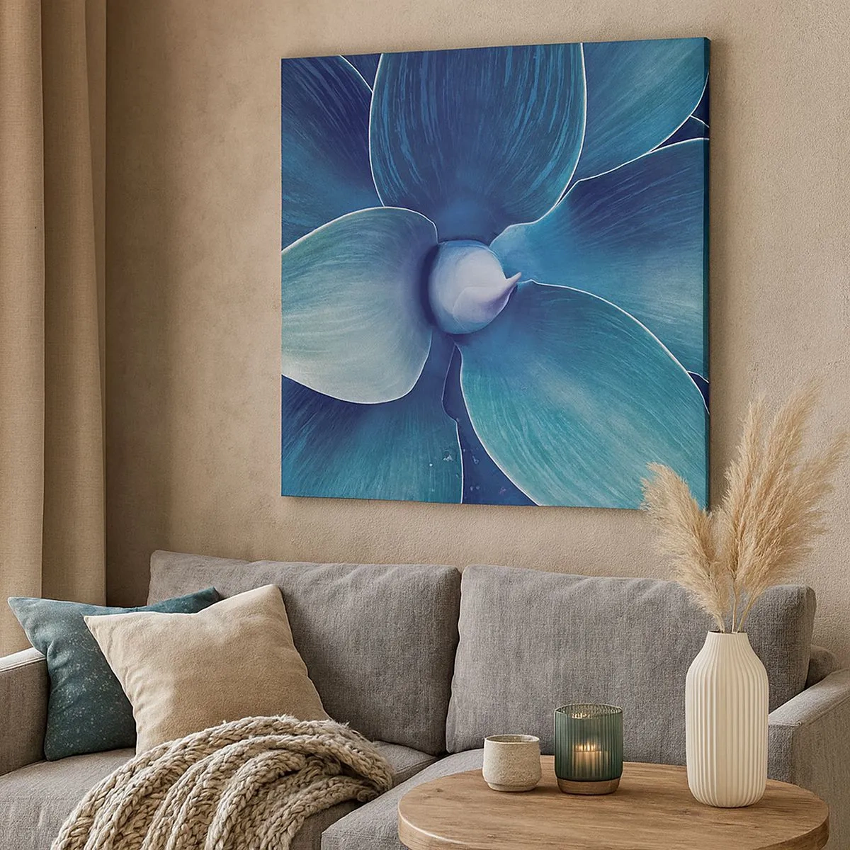 Lærredstryk - Billede på lærred - Blå fra himlen - 30x30 cm