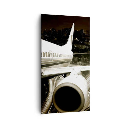 Lærredstryk - Billede på lærred - Stiger ind i natten - 55x100 cm