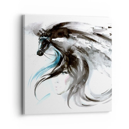 Lærredstryk - Billede på lærred - Den sorte prins' galop - 30x30 cm
